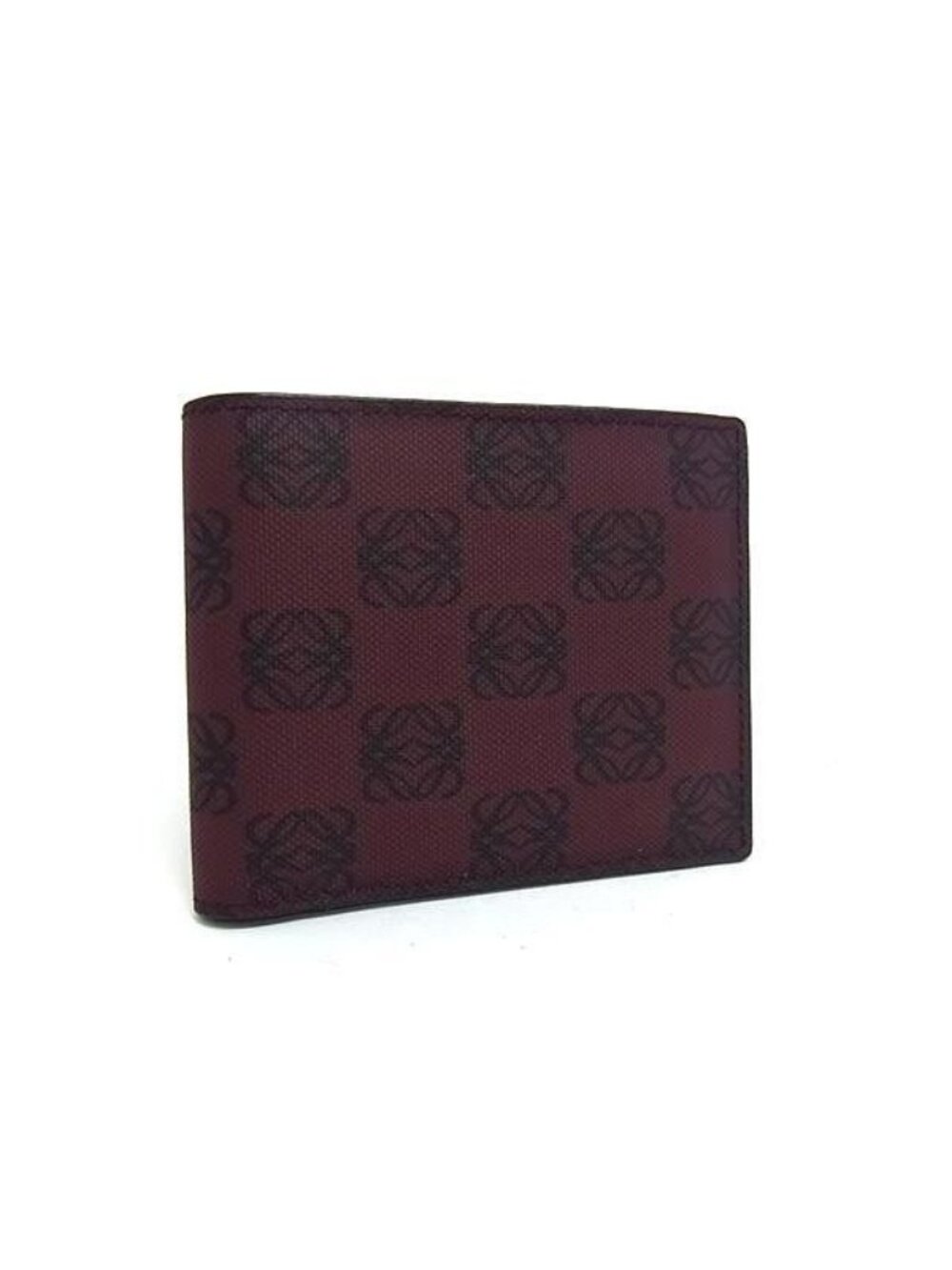 Loewe Bifold Wallet Anagram Coin Bordeaux Black Leather